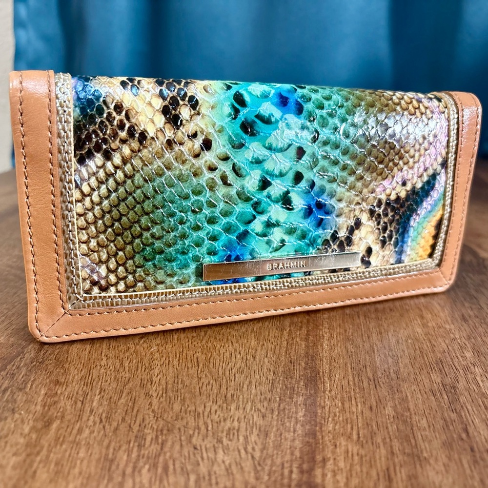 Brahmin EUC Ady - Mineral Blue Chevelle - RARE, HTF - Slim Wallet